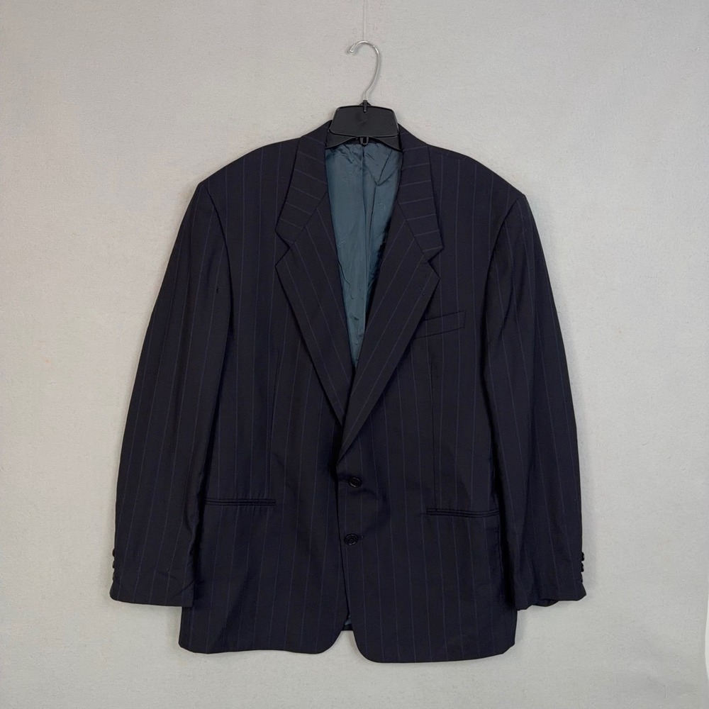 Yves Saint Laurent Suit Jacket Mens 44R Navy Pinstripe Pure Wool Blazer YSL